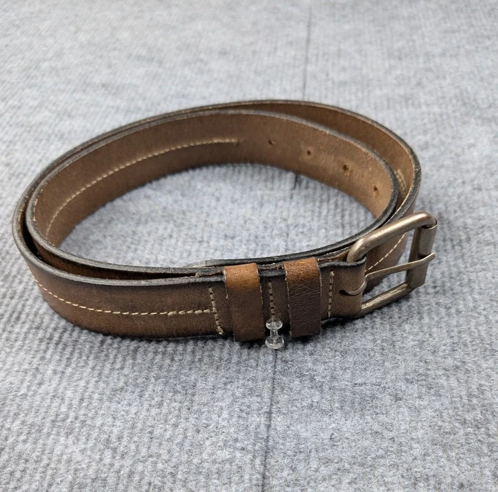 Amsterdam Heritage Leather Belt Mens 36 Brown Handmade Genuine Classic Patina